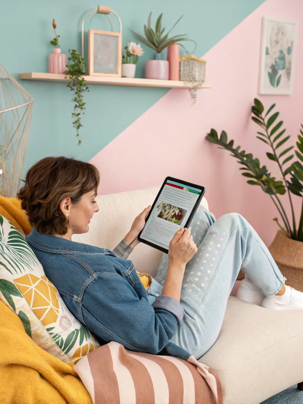 A vibrant image showcasing a user enjoying a Korean comic on a tablet, highlighting the smooth playback experience.